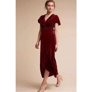 BHLDN Burgundy Wrap Dress